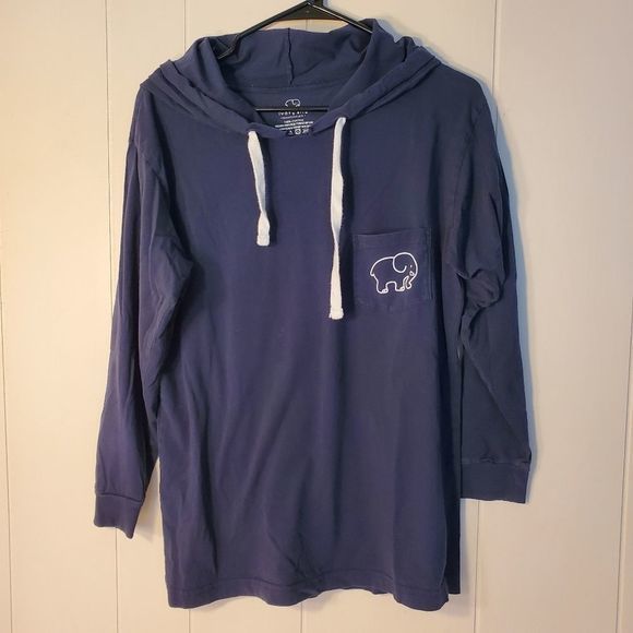 Ivory Ella Womens Navy Blue Long Sleeve Hooded Top Elephant Graphic - Picture 3 of 11